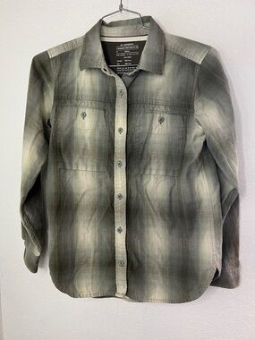 Rei Cooperative Shirt Men medium  Green Casual Button Down Flannel Plaid